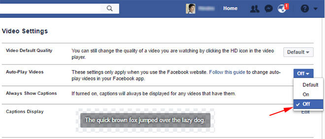 Menghentikan video Facebook agar tidak memutar otomatis
